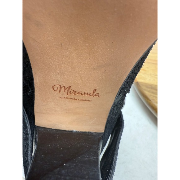 Miranda Lambert Black Suede‎ Leather Guitar Ankle Booties Women's Size 10M - Picture 2 of 12